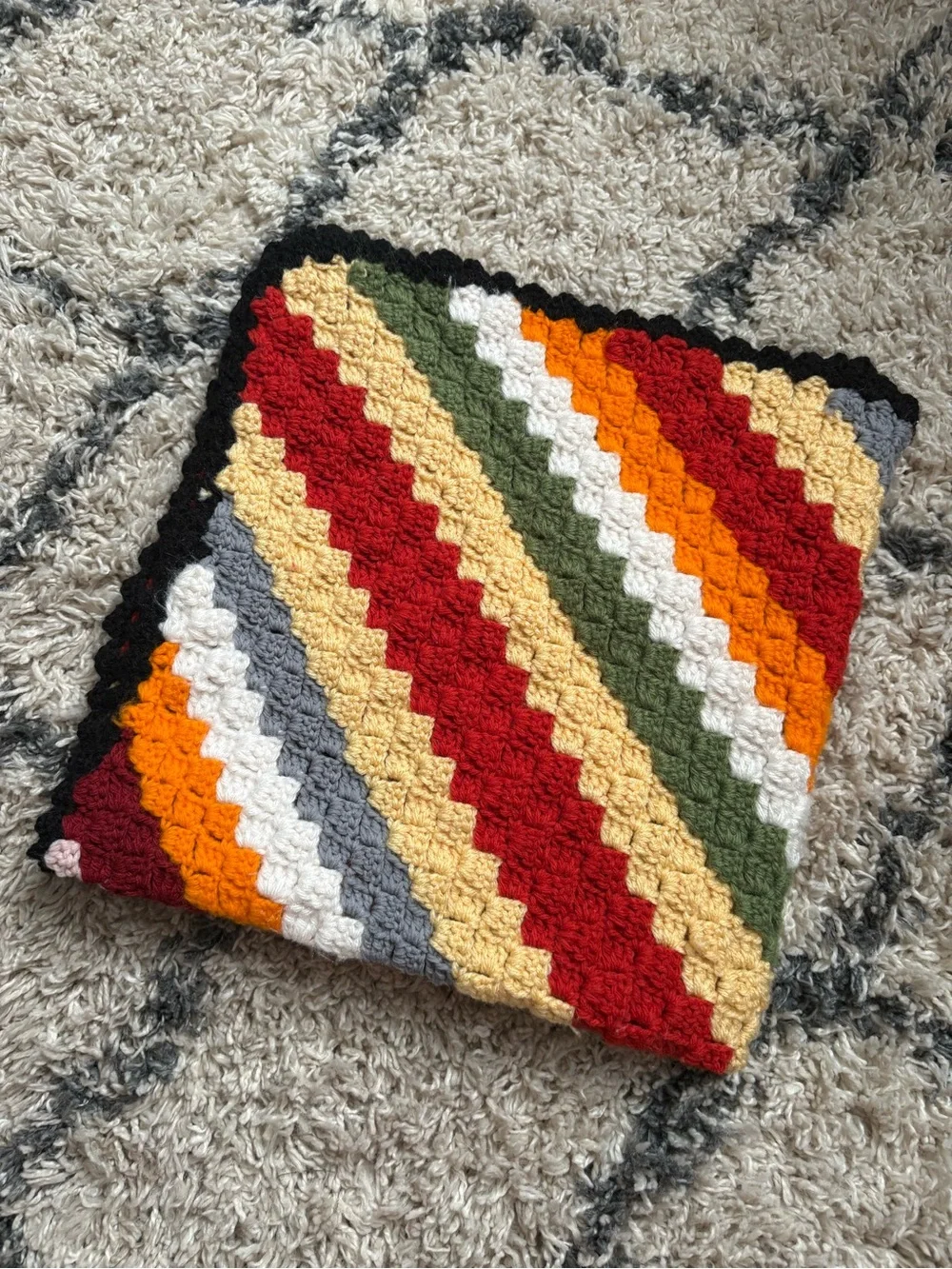 28x28 handmade corner-to-corner (C2C) crochet afghan